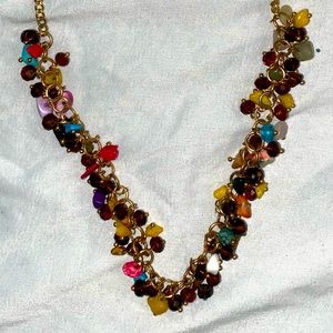Multicolored Stone Gold Colored Necklace